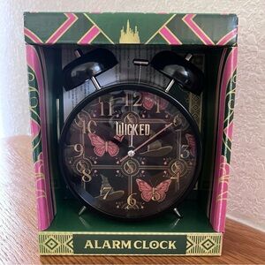 WICKED Butterflies and Witch Hats Black Alarm Clock NEW NIB